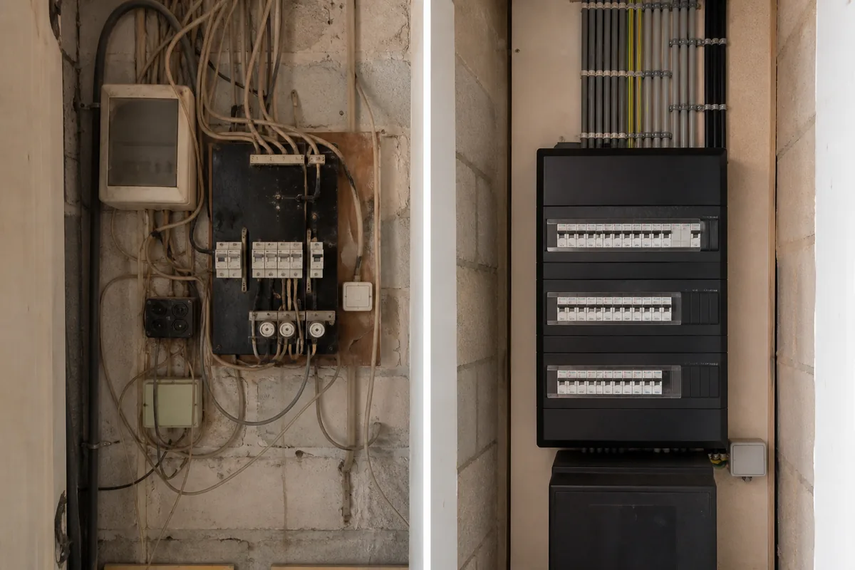 Representative before and after electrical panel upgrade